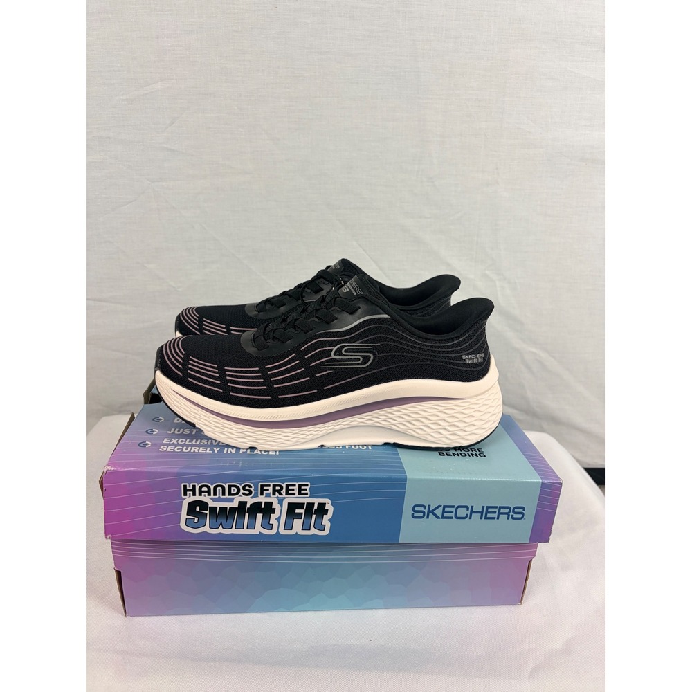 Skechers Hands Free Slip-ins Swift Fit Sneakers Black Purple‎ 179313S Womens 6.5 - Picture 2 of 8